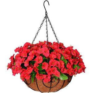 Artificial Morning Glory Flowers in Basket, Silk Flower with 12 inch Flowerpot